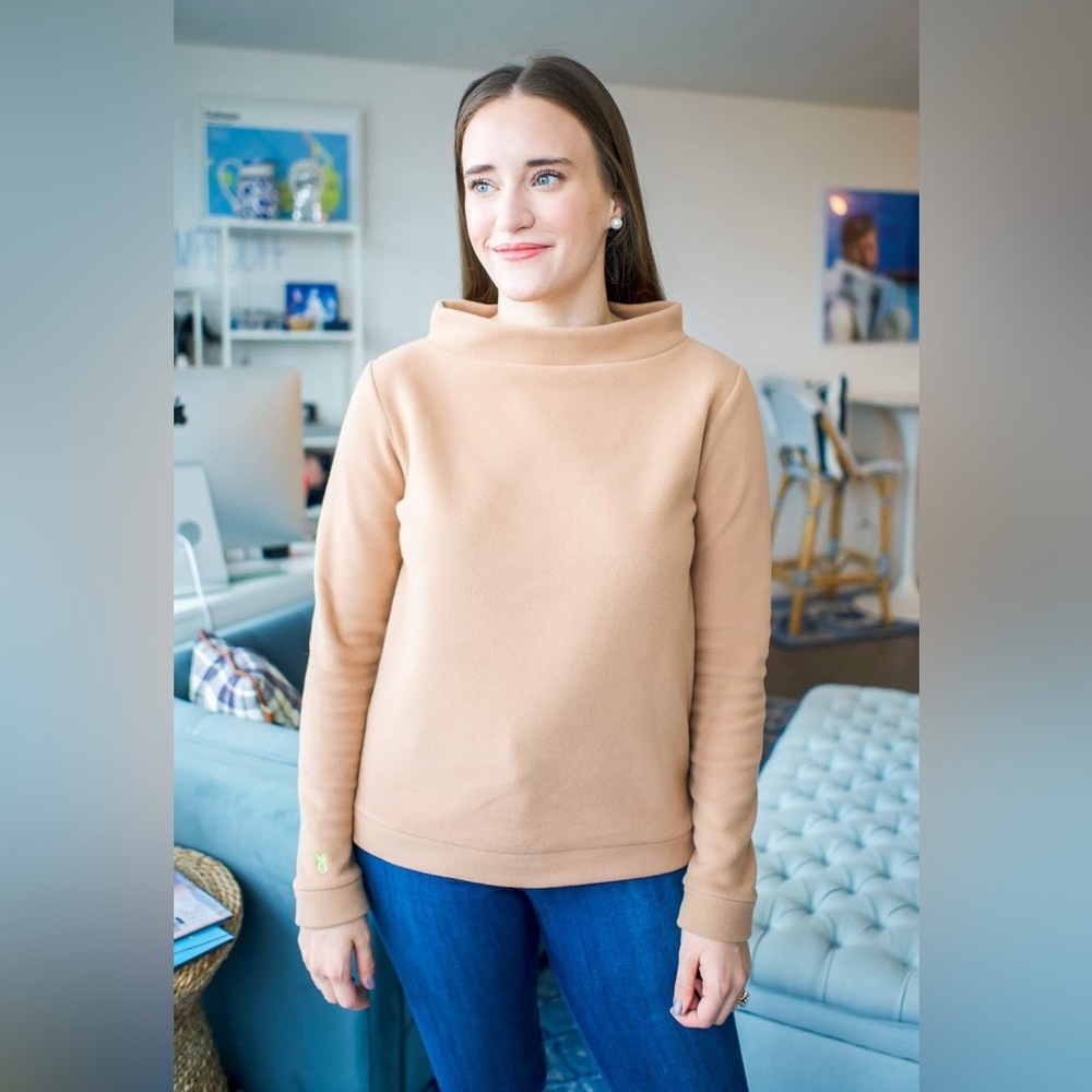 Dudley Stephens Brighton Boatneck fleece sweater Camel Brown M